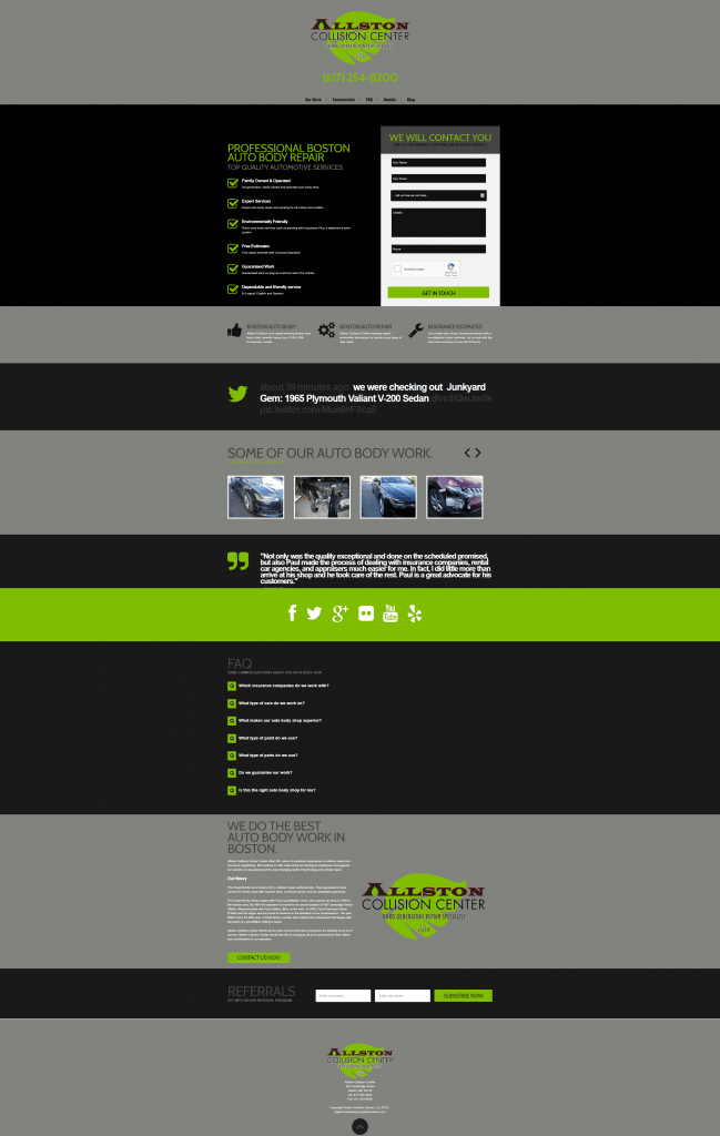 allston collision center web design homepage