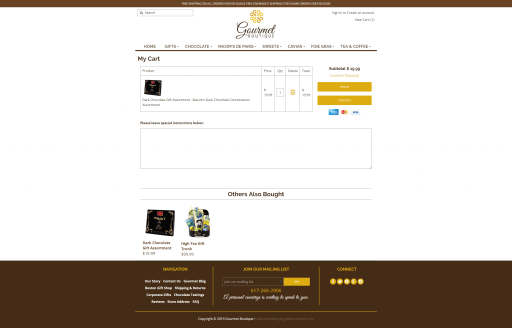 gourmet boutique shopping cart checkout ecommerce webdesign