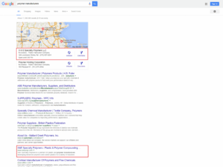 seo keyword polymer manufacturers local map pack and organic rankings